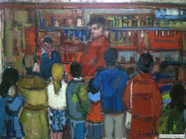 01-N84 L'épicerie 1965 - Huile 45x30 signé