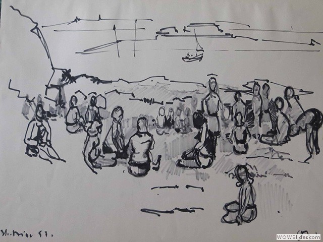 13-N1098 Dessin_La plage de St-Briac_1957_49x32.