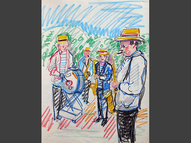 17-N1287-Pastel_Les-Baladins-musiciens_1991_49x63