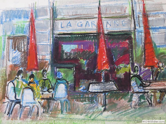 18-N489 Craie_Café La Garonne_1998_60x50_signé