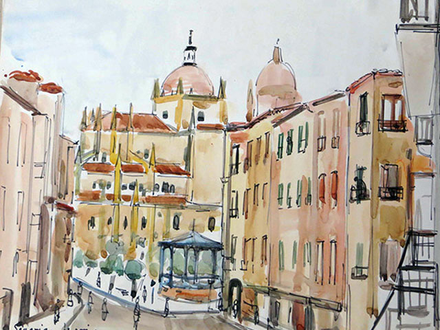 03-Ségovia le soir-Espagne-1959-Aquarelle- 65x50-N1069