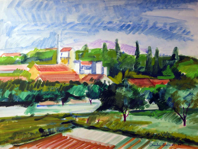 05-Paysage du Midi-1970-Gouache-65x50-N464