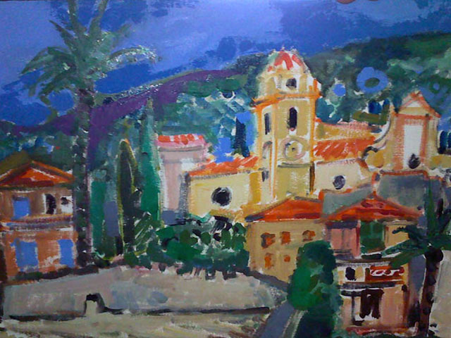 22-Villefranche-sur-mer-l'église-1995-Huile-41x33-N92